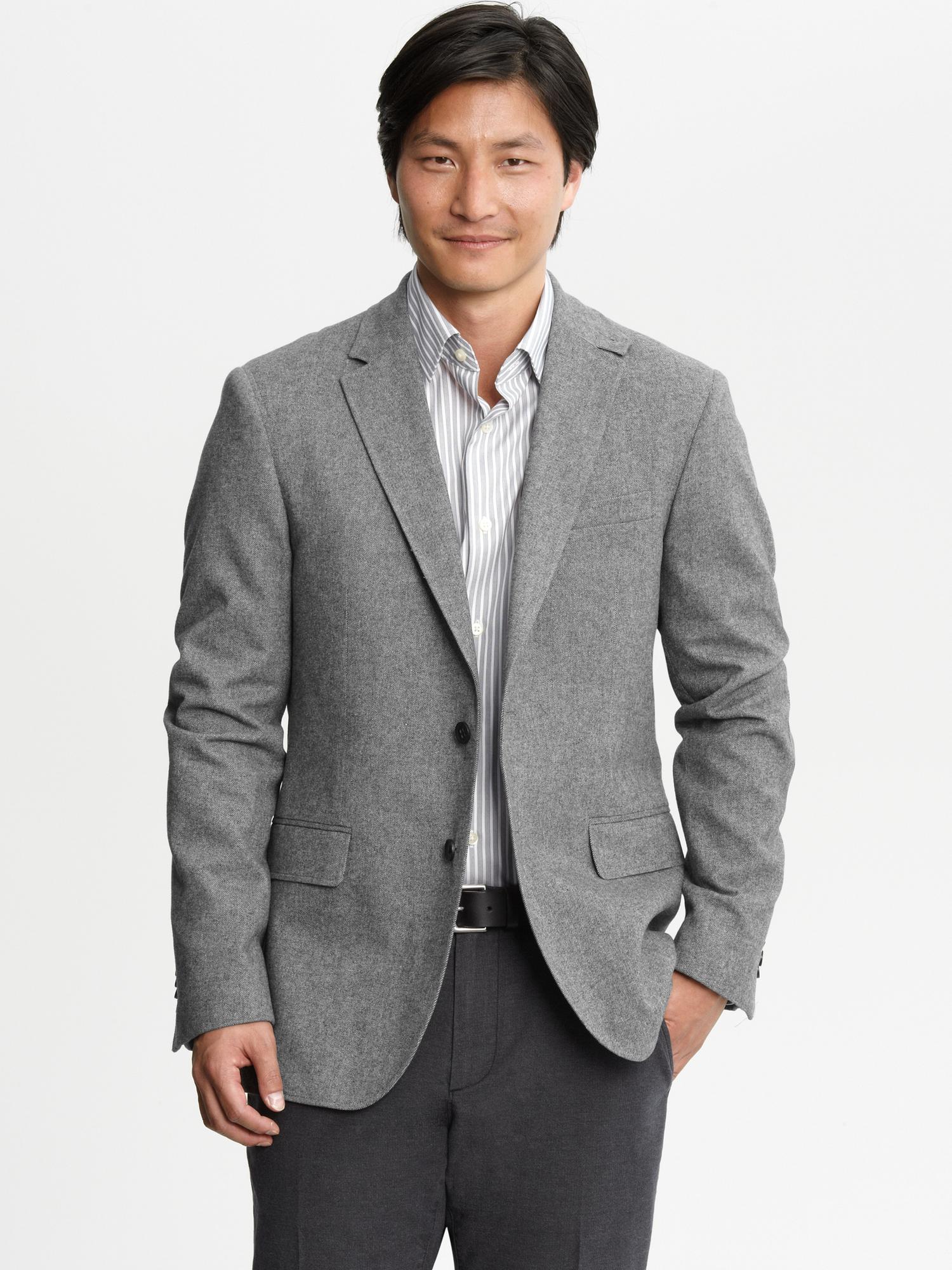 Banana Republic Gray Grey Cotton Twill Twobutton Blazer for Men Lyst