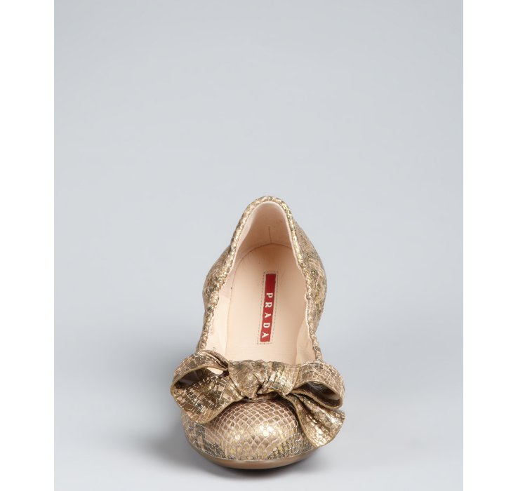 prada gold ballet flats