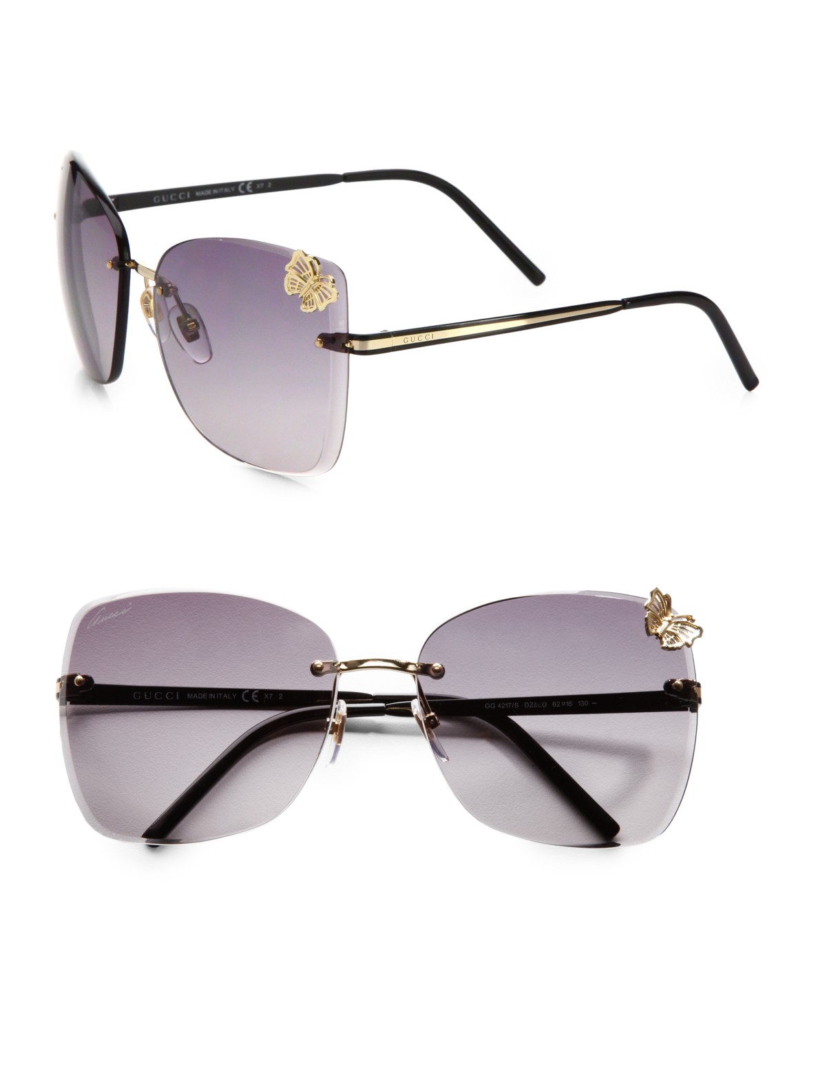 Gucci Rimless Butterfly Sunglasses in Metallic | Lyst