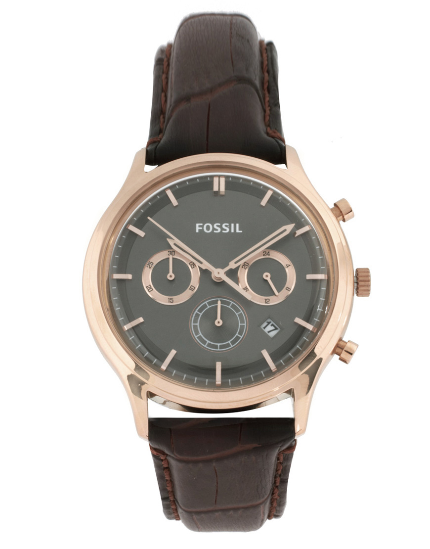 Lyst Fossil Heritage Leather Strap Watch in Brown for Men