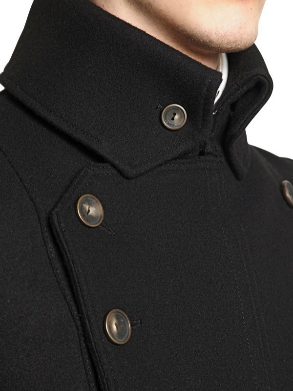 Karl Lagerfeld Wool Cloth Military Style Coat in Black for Men - Lyst