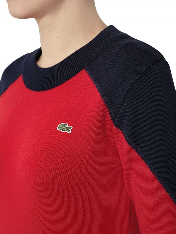 Lyst - Lacoste Two Tone Jersey Sweater Dress in Red