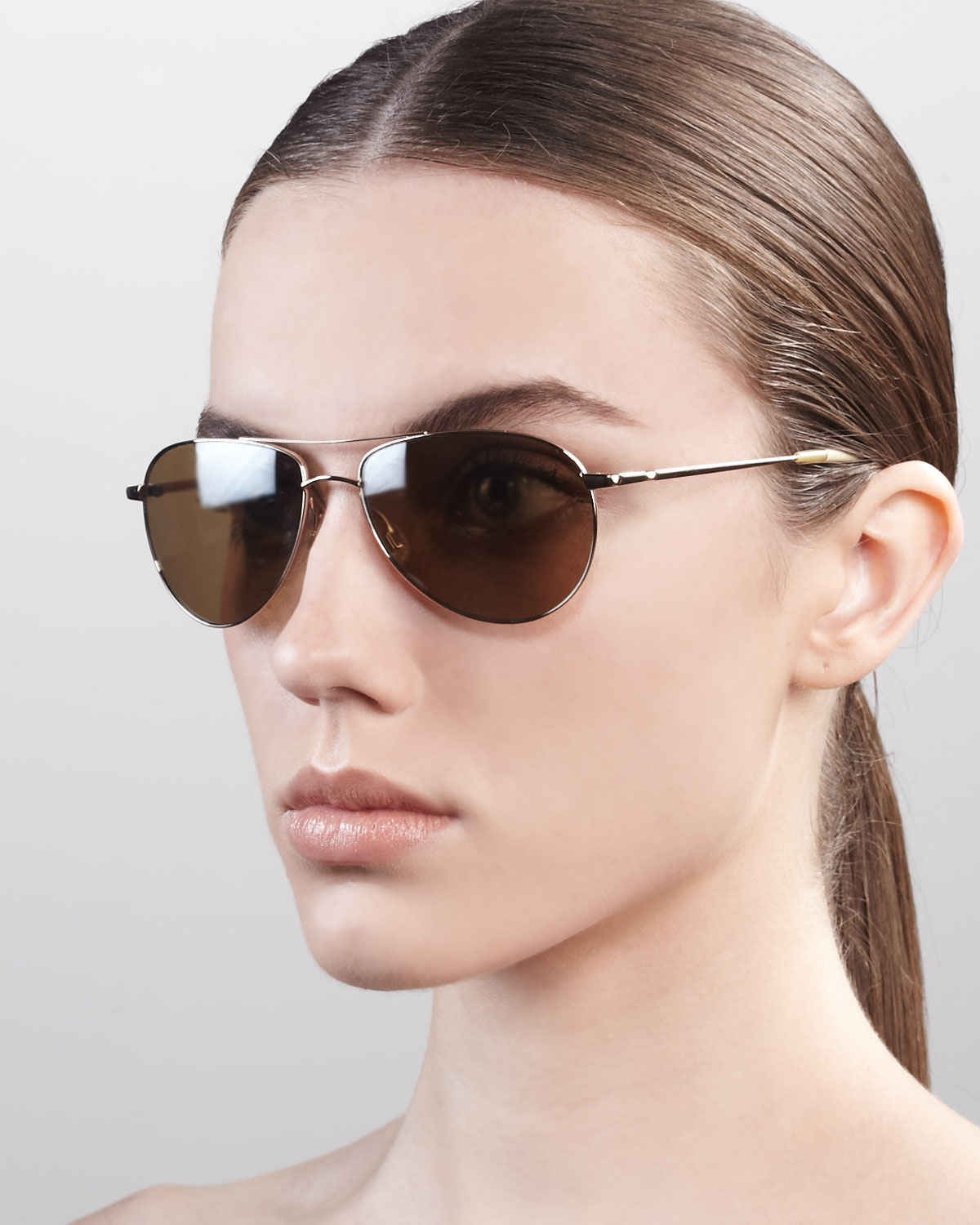 Lyst - Oliver peoples Benedict Basic Aviators Goldensmoky in Brown