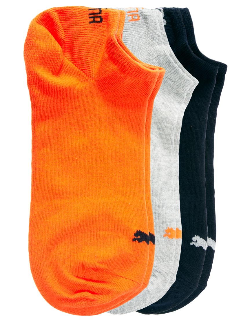 PUMA Invisible 3 Pack Socks in Orange 