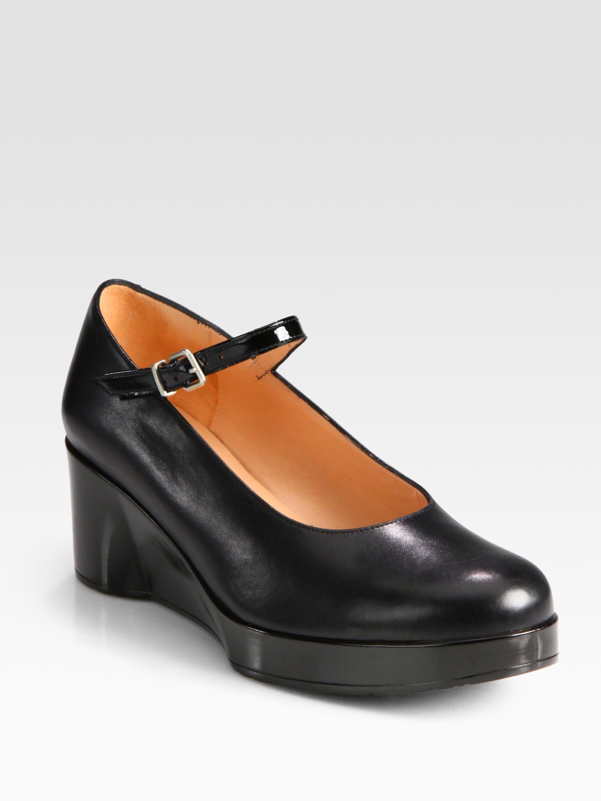 black mary jane wedge shoes