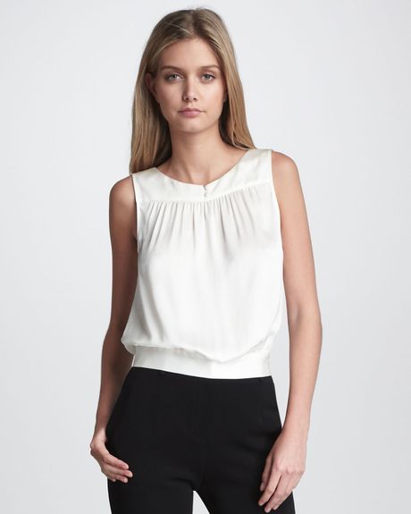 Theory Sleeveless Blouson Top in White | Lyst
