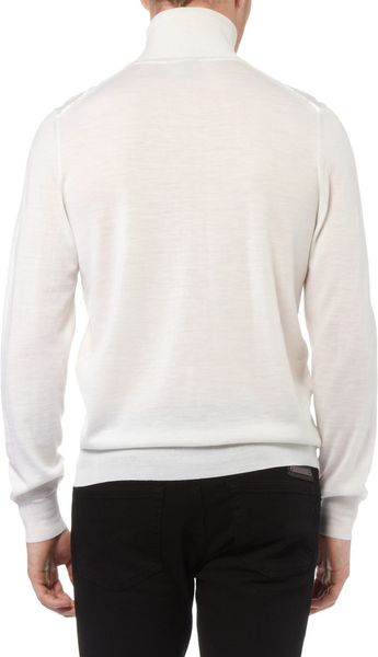 Saint Laurent Lightweight Merino Wool Rollneck Sweater in White for Men ...