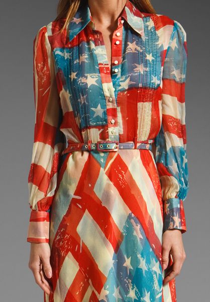 Catherine Malandrino American Long Sleeve Dress in Multicolor (flag ...