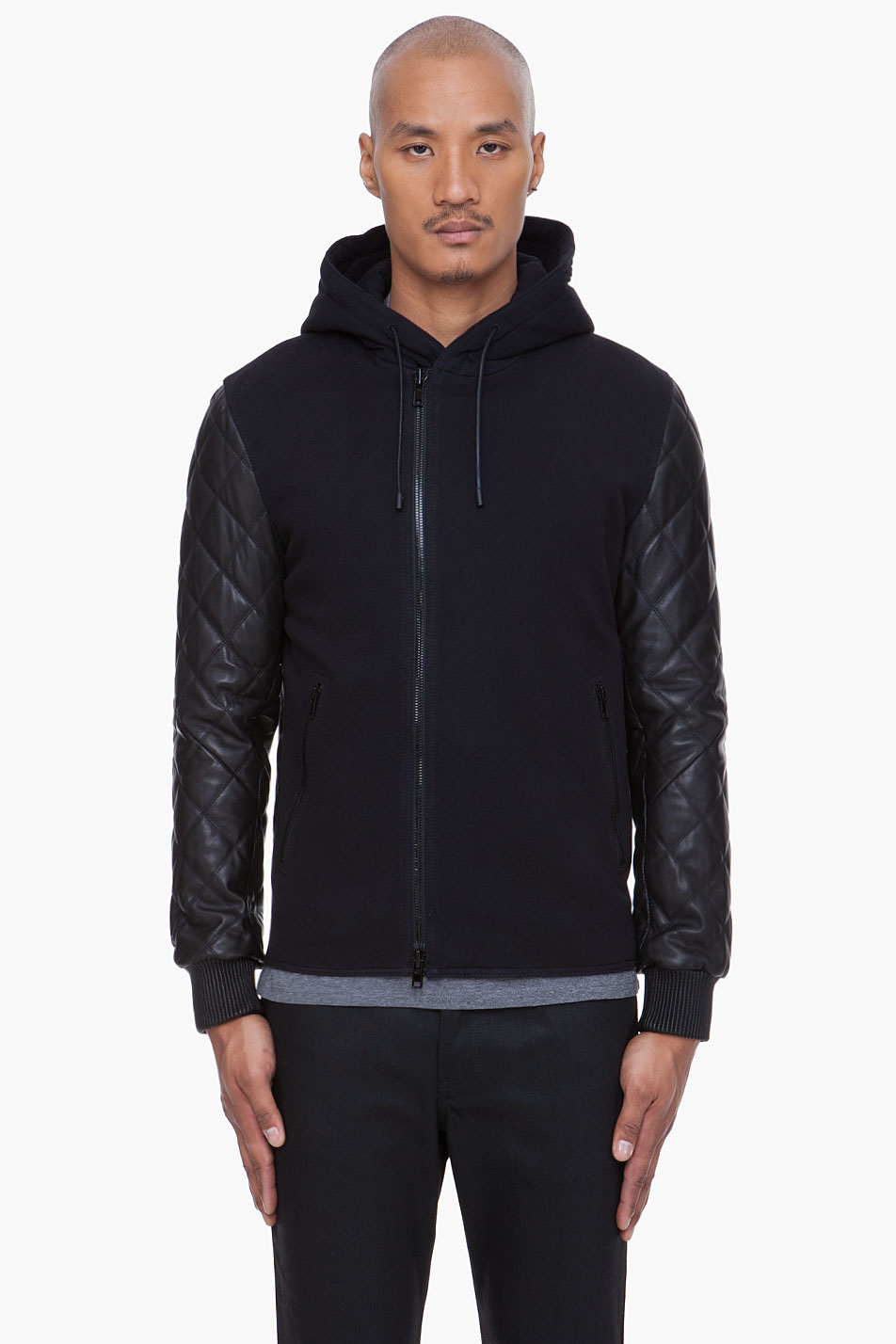 Lyst Givenchy Black Quilted Leather Hoodie  in Black for Men