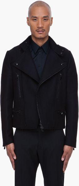 Givenchy Wool Biker Jacket in Black for Men | Lyst