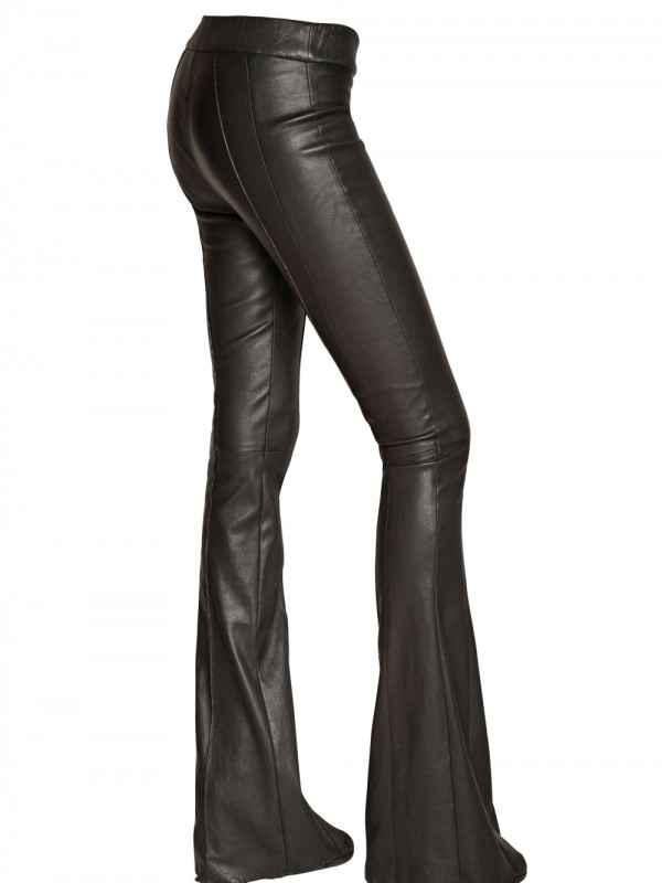 Lyst - Roberto Cavalli Stretch Leather Flared Pants in Black