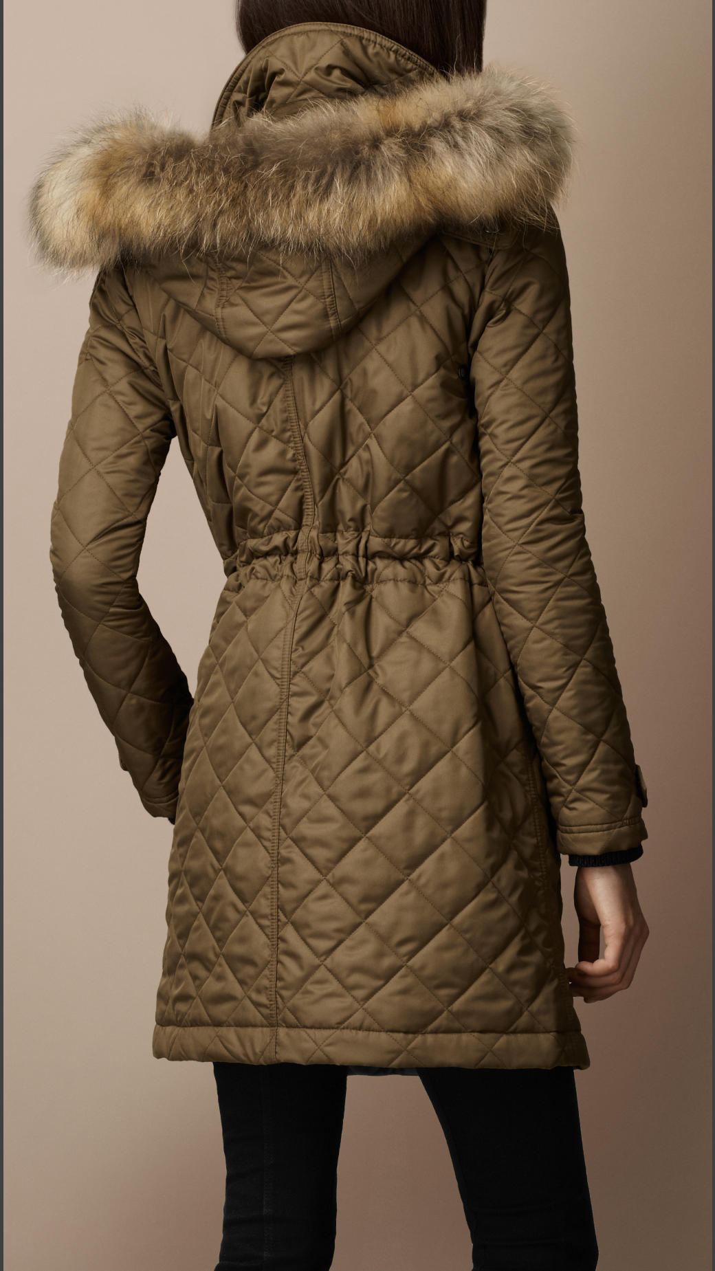 Lyst - Burberry Brit Diamond Quilted Fur Trim Parka in Green