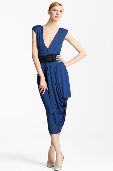 Donna Karan New York Collection Draped Jersey Dress in Blue (star ...