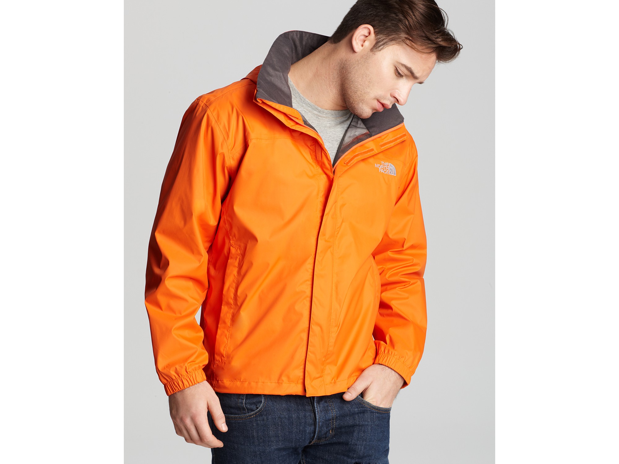 orange north face coat