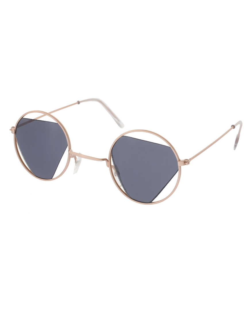 Asos collection Asos Metal Round Sunglasses with Cut Out Lens in Blue Lyst