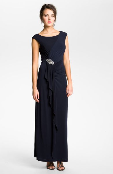 eliza j ruffle gown