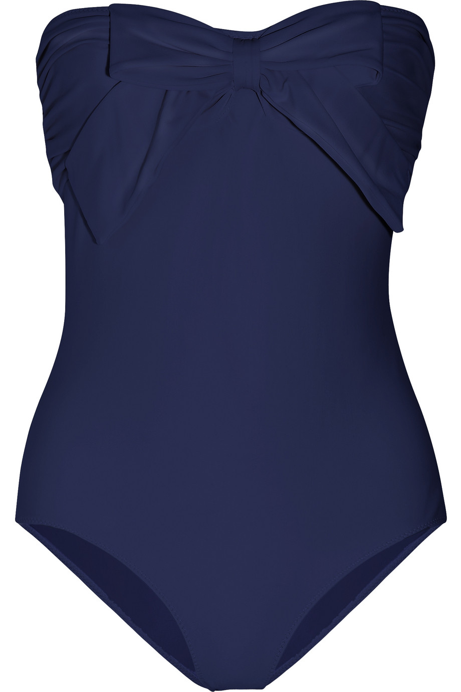 Miu Miu Bowembellished Bandeau Swimsuit in Blue (indigo) | Lyst