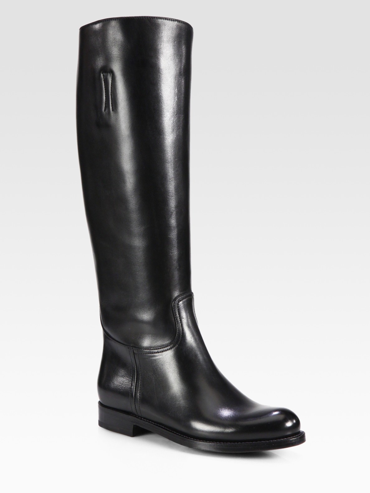 Lyst - Prada Leather Riding Boots in Black
