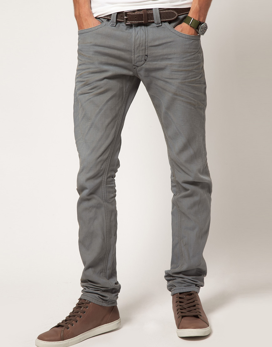 DIESEL Thavar 801d Slim Jeans in Grey (Gray) for Men - Lyst