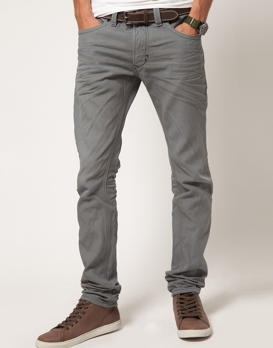 DIESEL Thavar 801d Slim Jeans in Grey (Gray) for Men Lyst