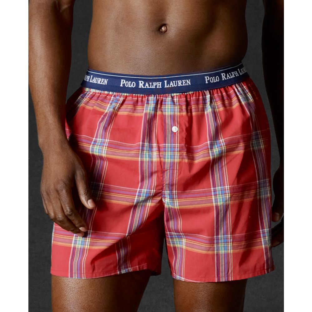 Ralph lauren Center Seam Woven Boxers in Red for Men Lyst