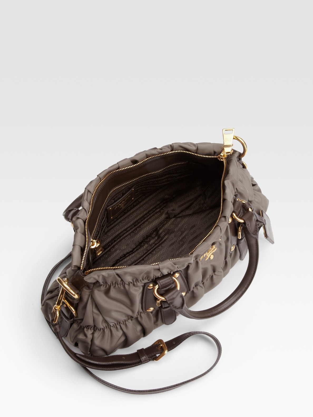 Prada Tessuto Gaufre Nylon Satchel in Gray (grey) | Lyst