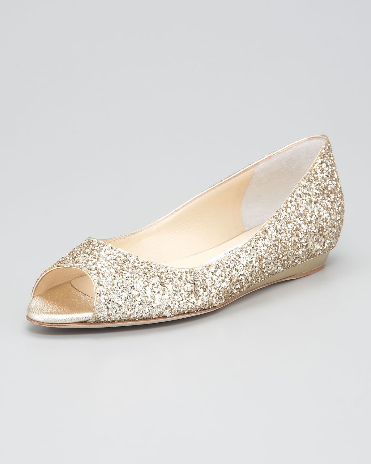 gold peep toe flats cheap online