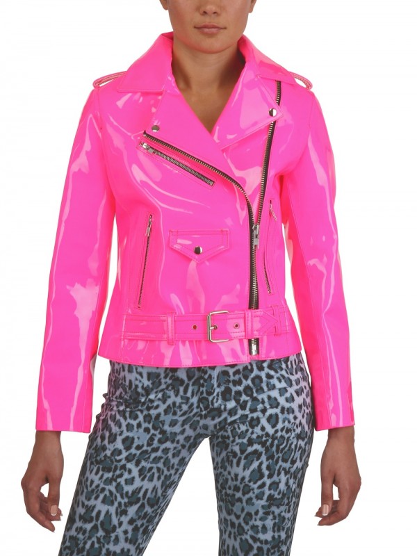 pink leather jacket