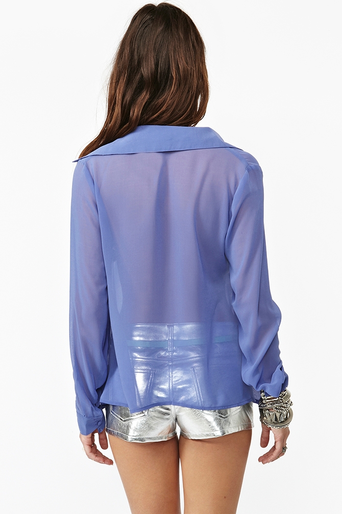 Nasty Gal Sheer Pocket Blouse in Lilac (Purple) - Lyst