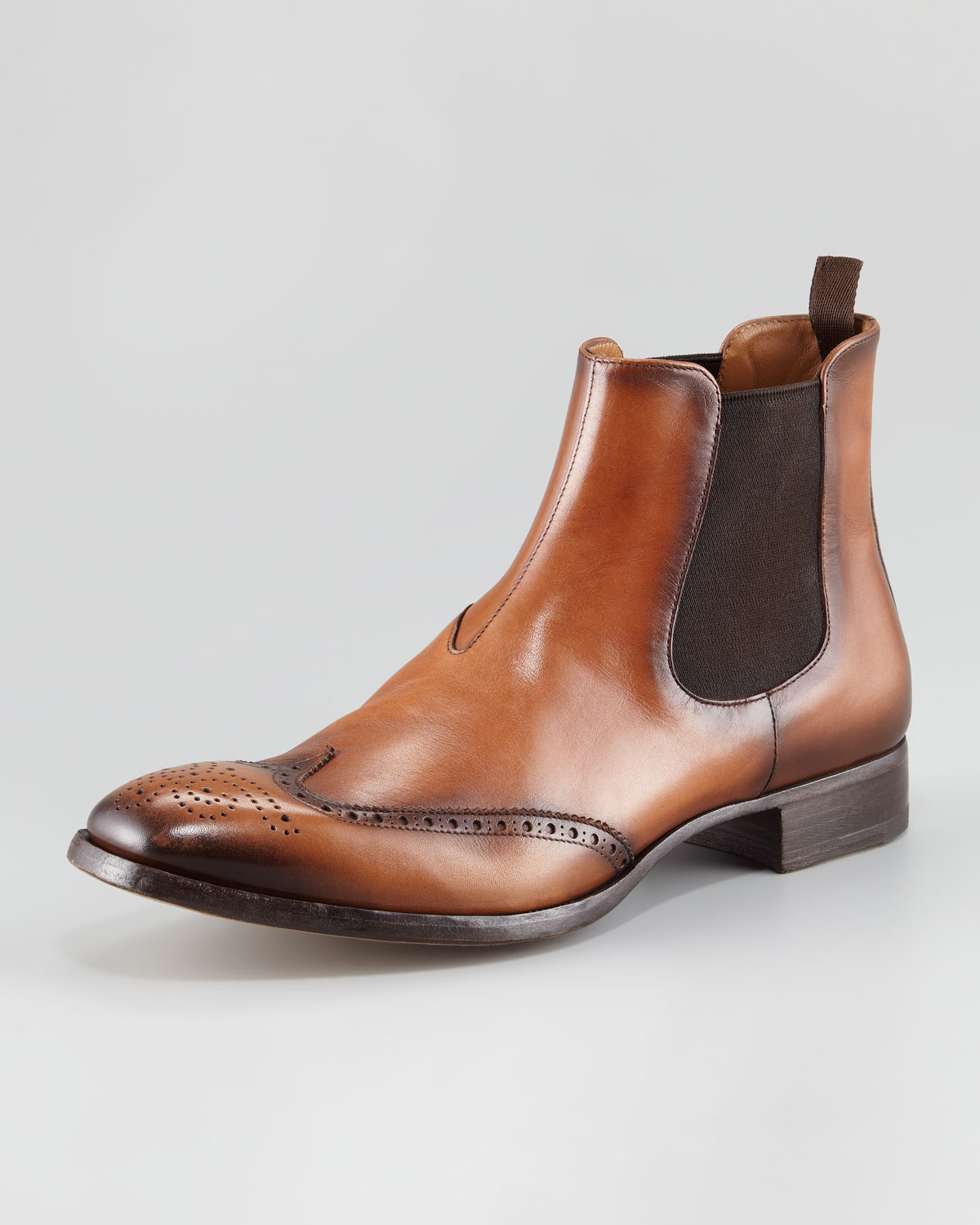 Prada Wingtip Chelsea Boot in Tan (Brown) for Men Lyst