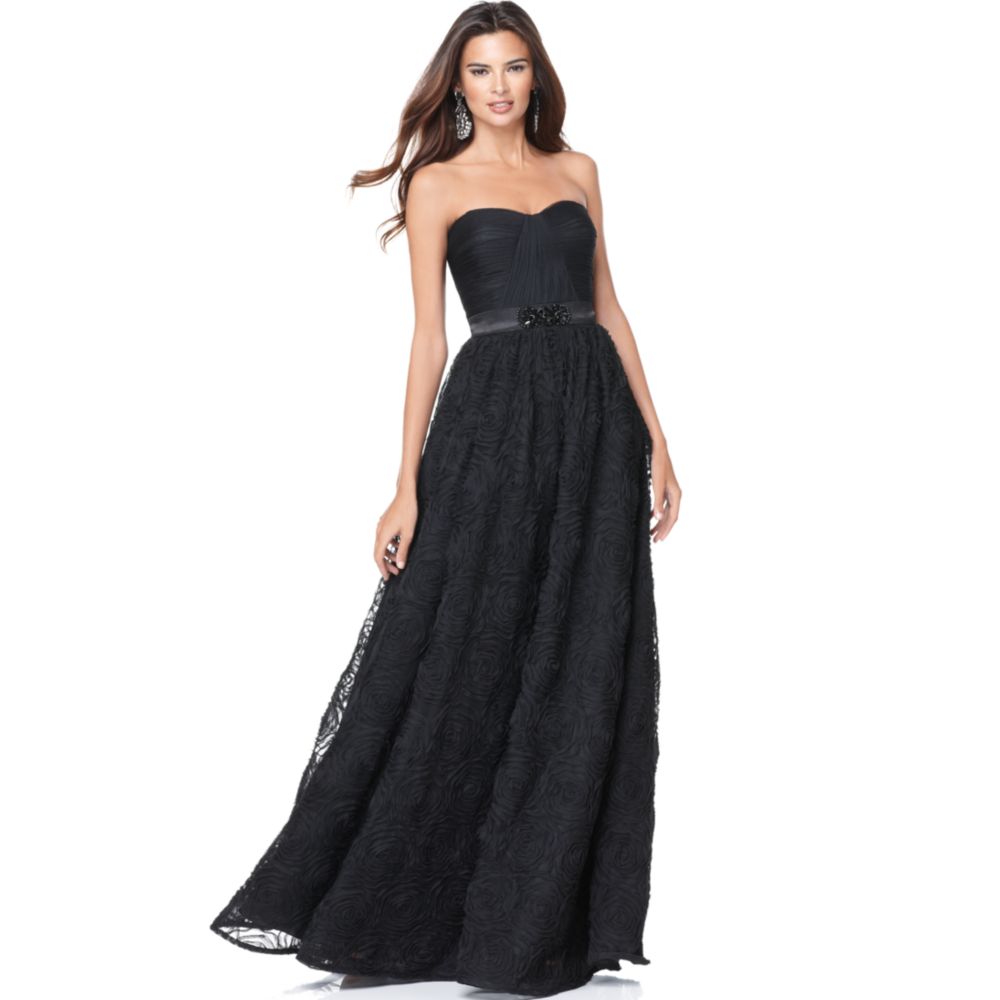 Adrianna Papell Strapless Evening Gown in Black - Lyst