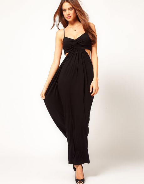 Asos Collection Asos Cut Out Maxi Dress in Grecian Style in Black | Lyst