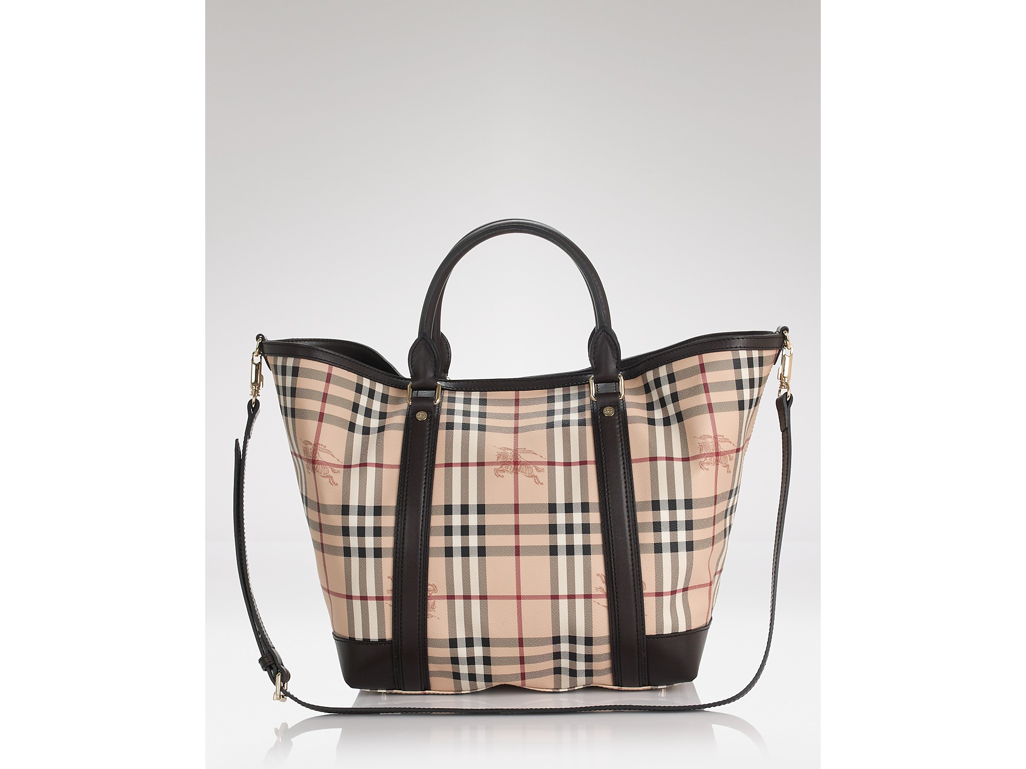 Burberry Haymarket Jameson Tote in Natural | Lyst