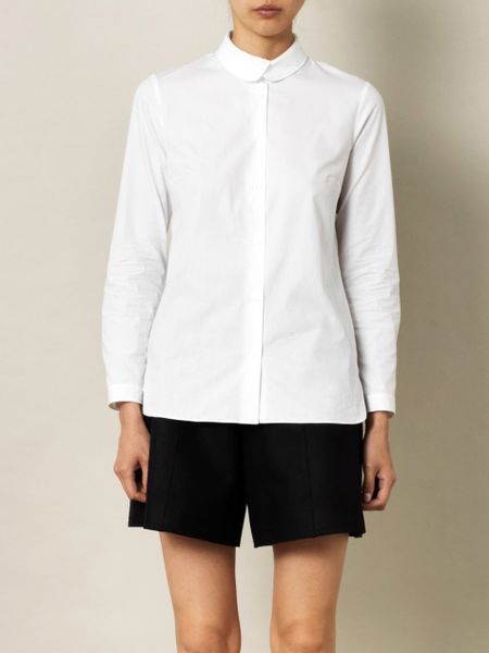 Carven Poplin Peter Pan Collar Shirt in White | Lyst