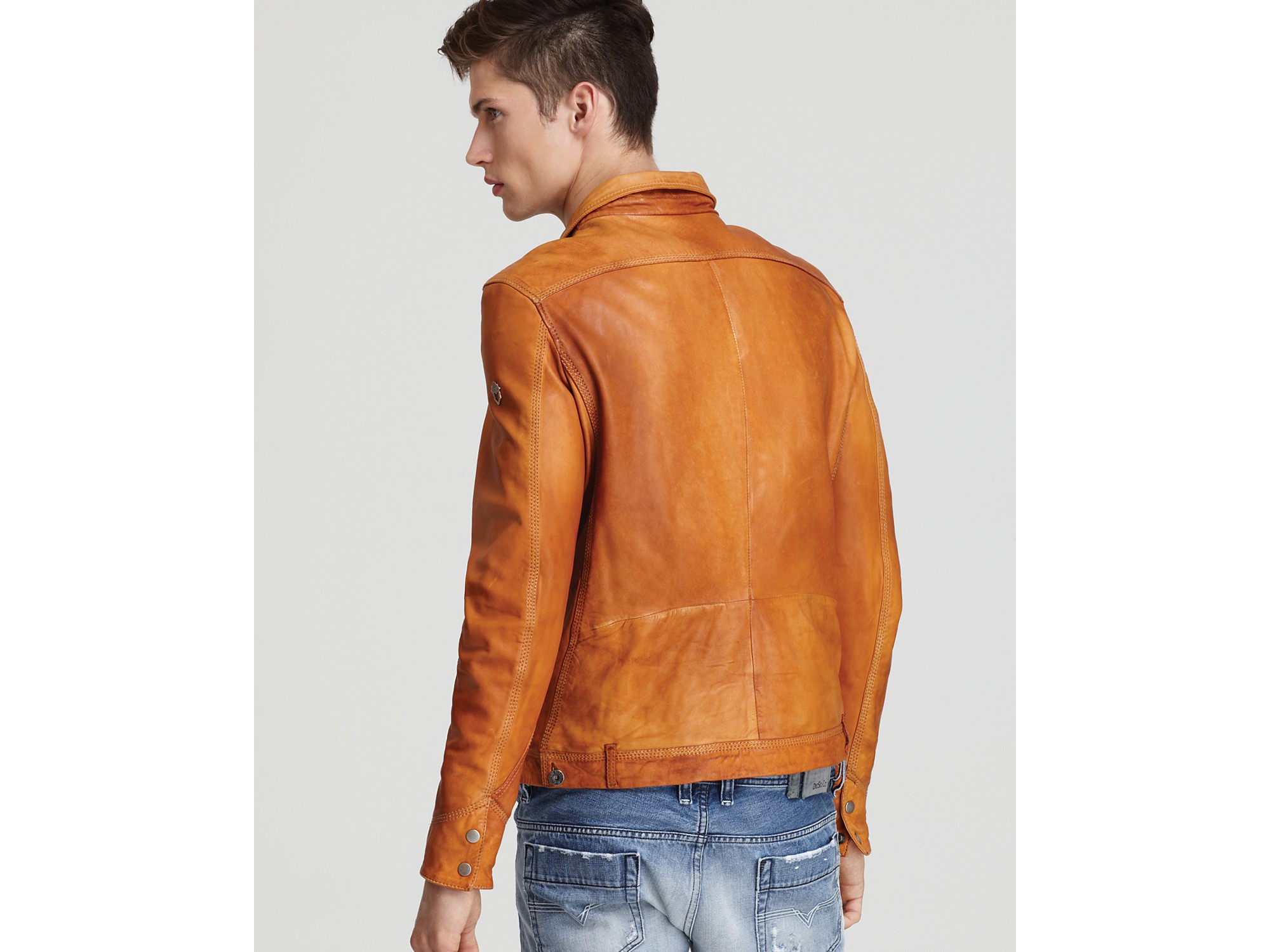 leather jacket orange