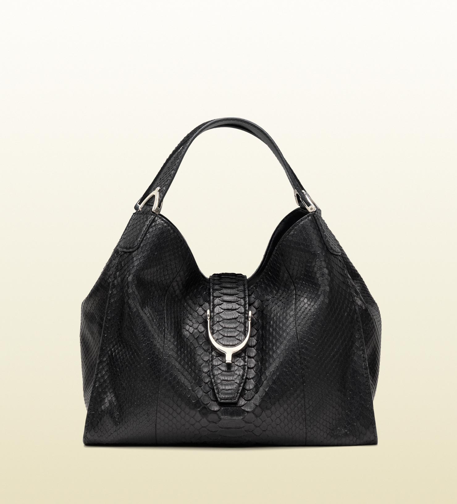 Gucci Soft Stirrup Black Python Shoulder Bag - Lyst