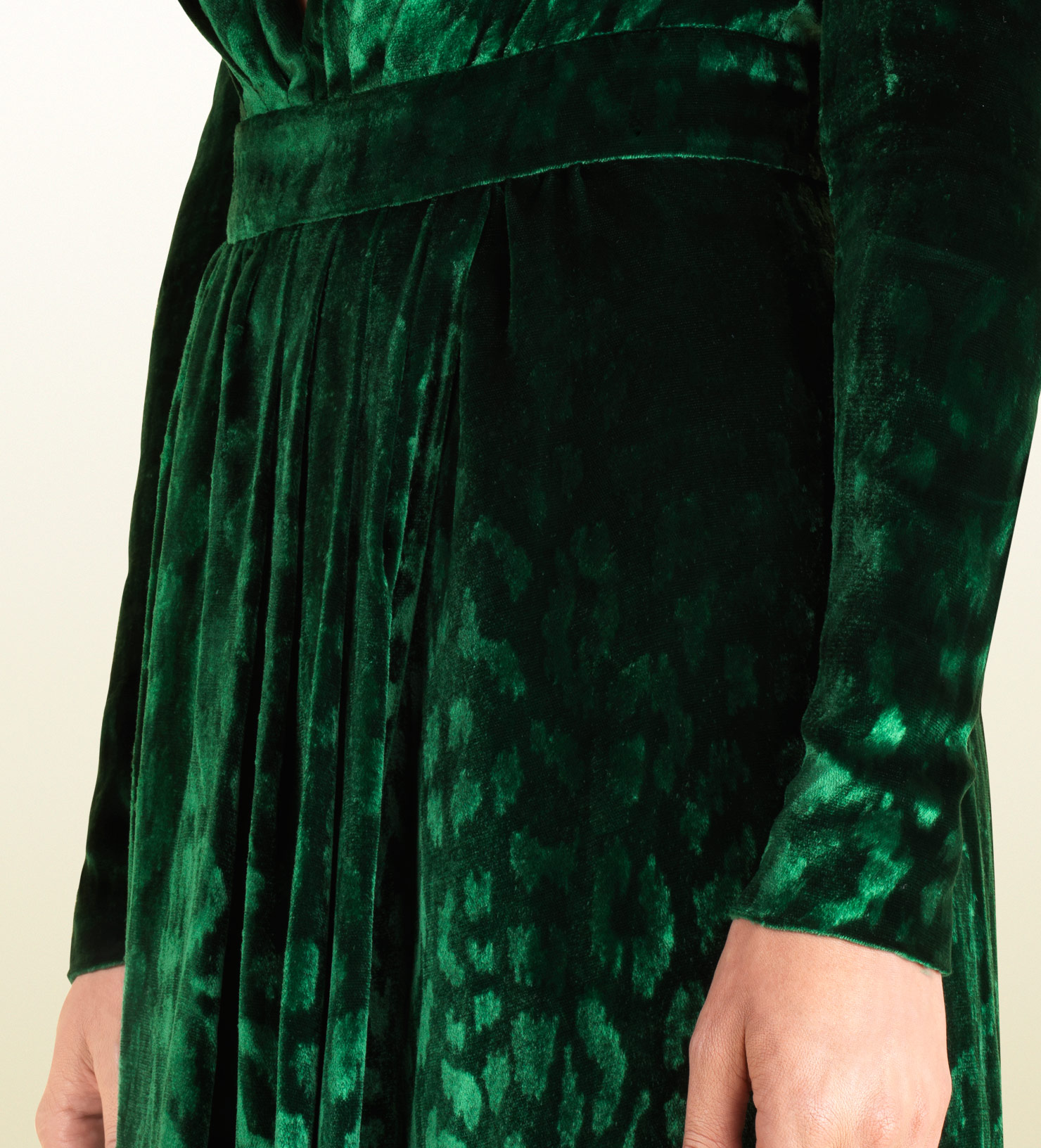 Gucci Velvet Deep Vneck Gown in Green | Lyst