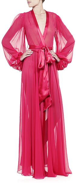 Jenny Packham Silk Robe in Red (coral) | Lyst