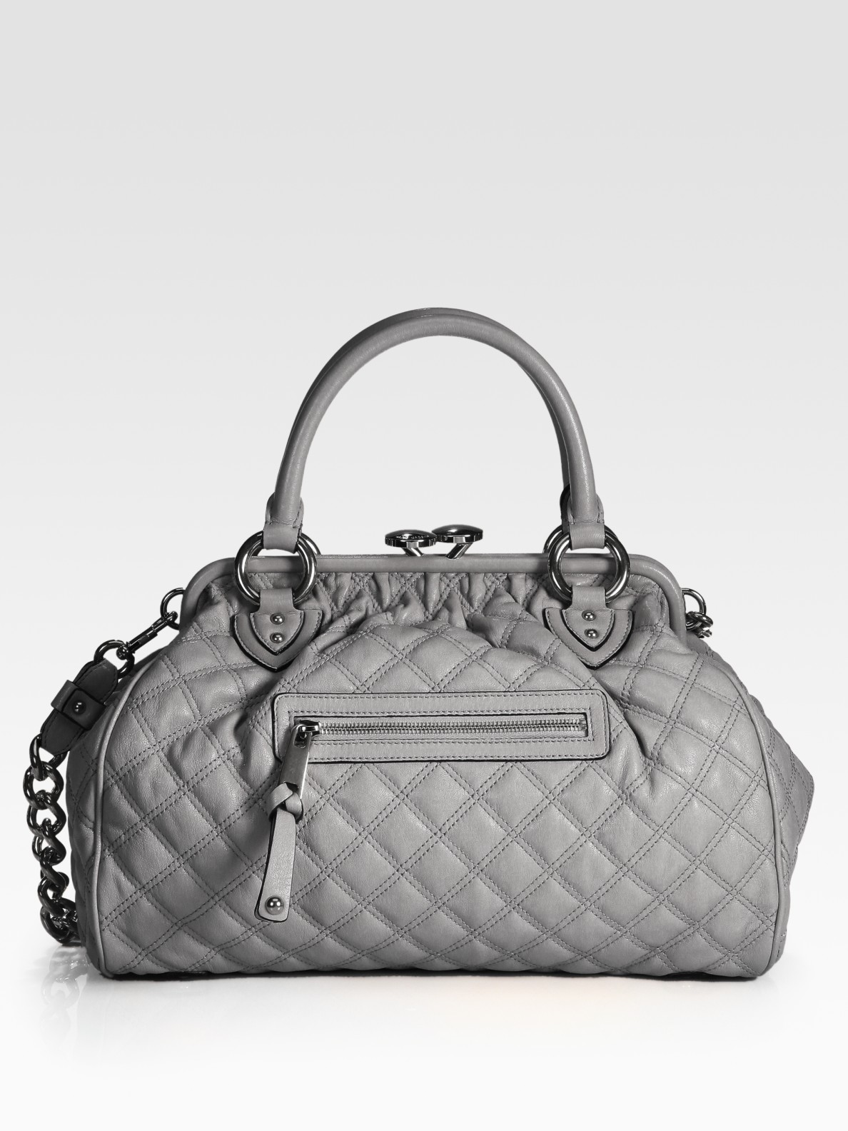 Marc Jacobs Classic Quilted Leather Stam Bag in Grey (Gray) - Lyst