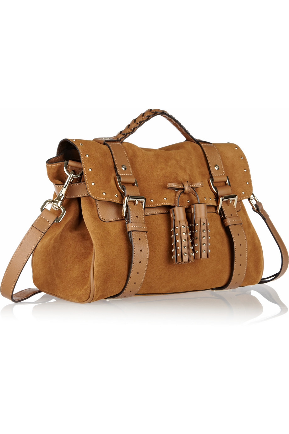 Lyst Mulberry Tassel Studded Suede Bag in Brown