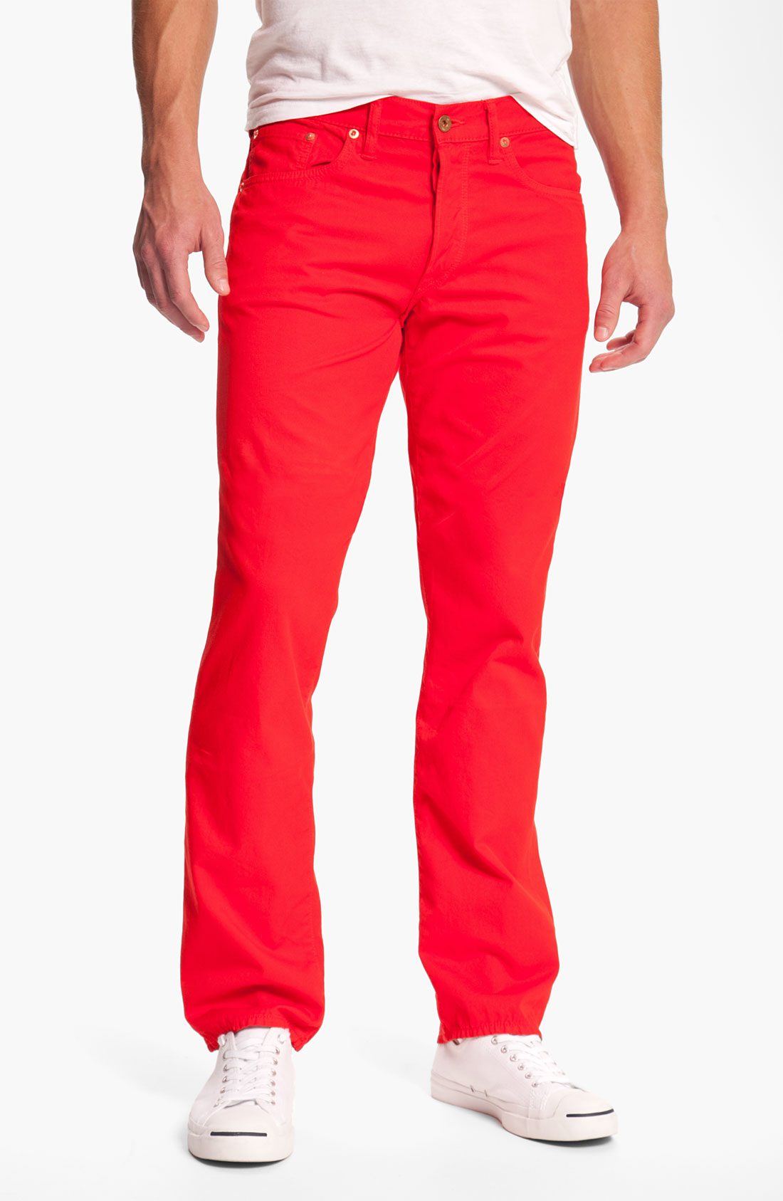 Nsf Clothing Slim Straight Leg Twill Pants in Red for Men (fire) | Lyst