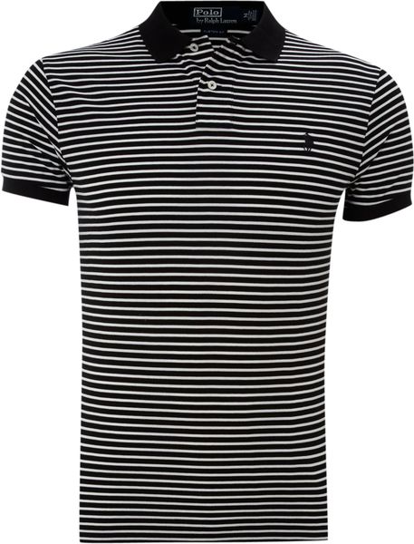 Polo Ralph Lauren Custom Fitted Black and White Striped Polo Shirt in ...