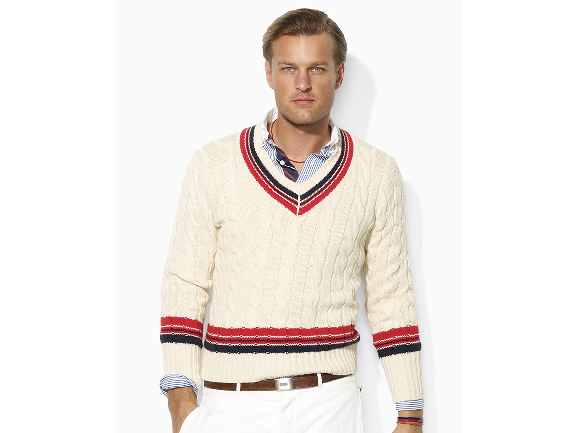 Polo Ralph Lauren Longsleeved Pima Cotton Cable Cricket Sweater in ...