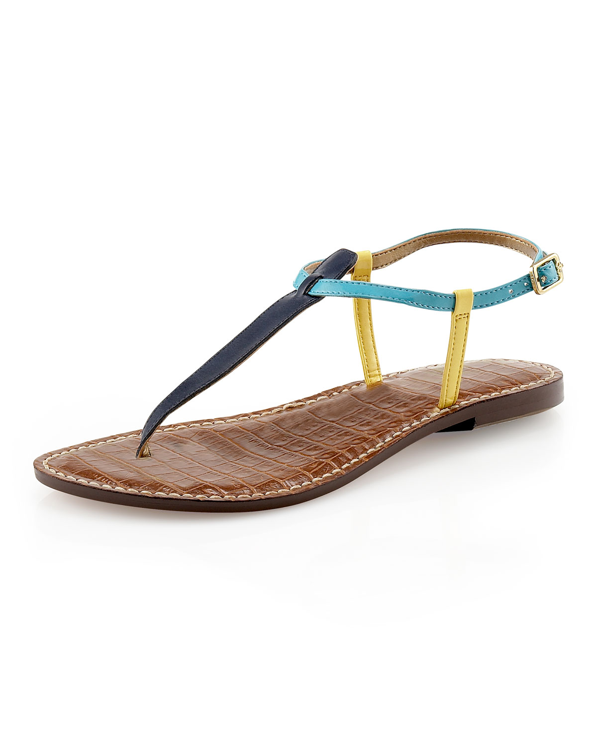 Sam Edelman Gigi Colorblock Thong Sandal in Yellow (blue) | Lyst