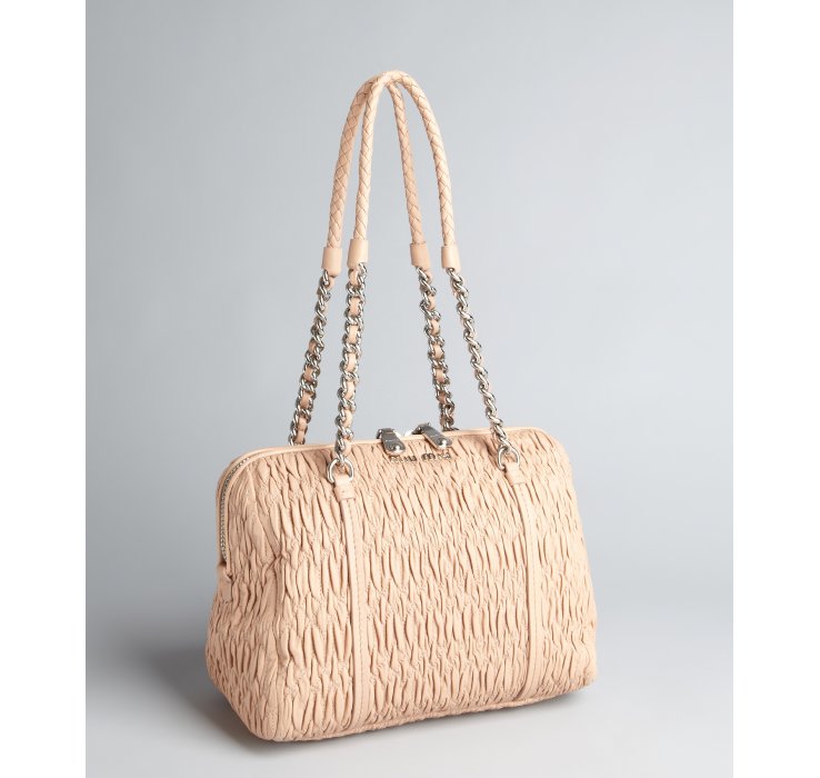 Lyst Miu miu Powder Ruched Leather Chain and Leather Strap Shoulder