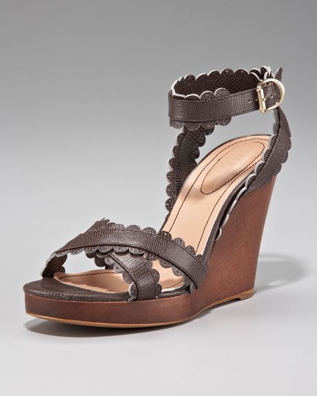 See By Chloé Scallop-Strap Wedge Sandal in Brown (rust) | Lyst
