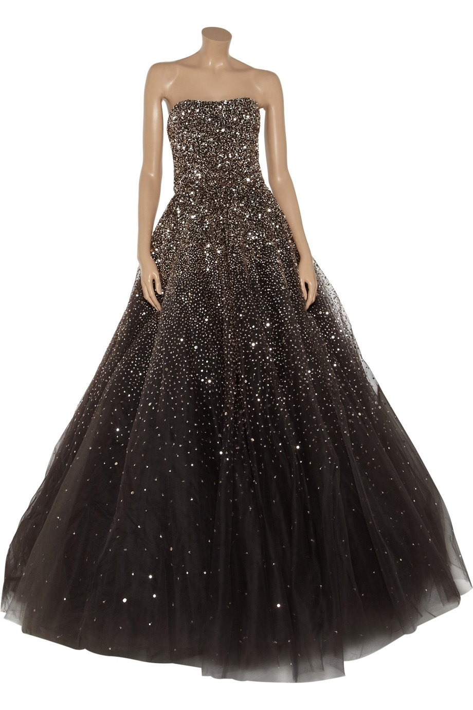 Marchesa Sequined Tulle Gown in Chocolate (Brown) - Lyst