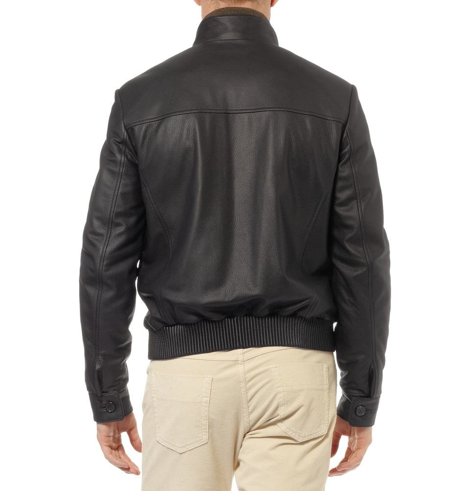 Brioni Leather Er Jacket In Black For Men Lyst Gallery