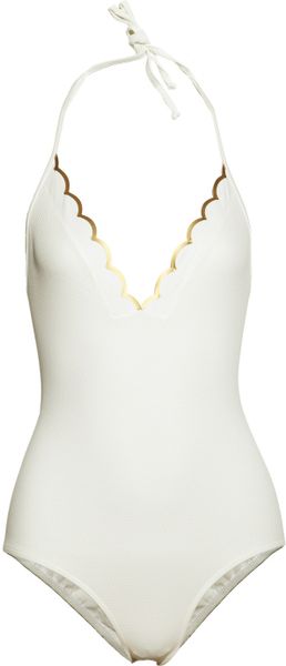 Chloé Scalloped Edge One-piece Swimsuit in White | Lyst