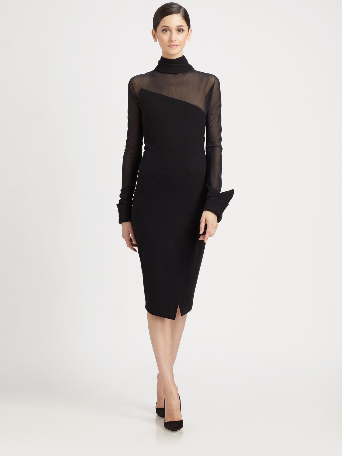 Lyst - Donna Karan Illusion Dress in Black